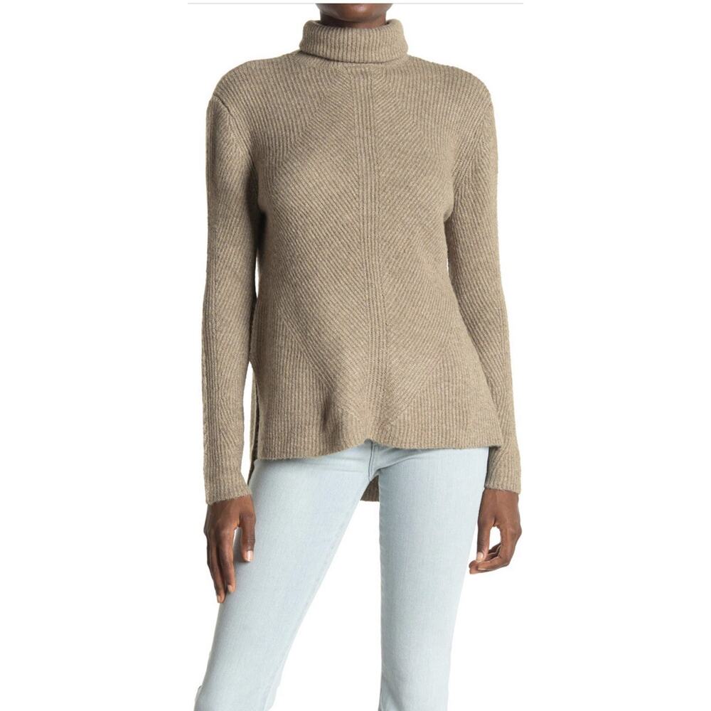 Sweet Romeo Abstract rib Turtle neck sweater heather Latte size L A003535